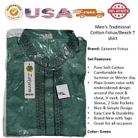 Cotton Fotua for Men Beach T-Shirts | a green shirt with a label