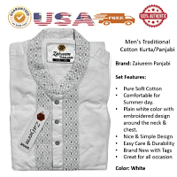 Men's Traditional Cotton Kurta Panjabi