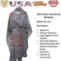 Digital Premium Print Soft Cotton Dress 3pc Set