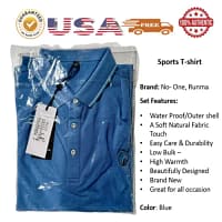 a blue shirt in a plastic bag
