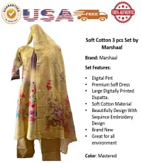 Digital Premium Print Soft Cotton Dress 3pc Set - Stylish, Comfortable & Modest Fashion - Modesty Bazar